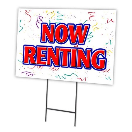 Signmission Now Renting Yard Sign & Stake outdoor plastic coroplast window, C-1216 Now Renting C-1216 Now Renting